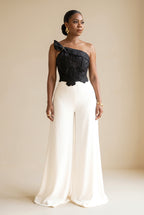 Black Floral Embellished Corset