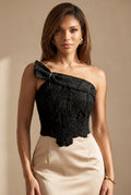 Black Floral Embellished Corset