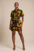 African Print Utility Shirt Dress