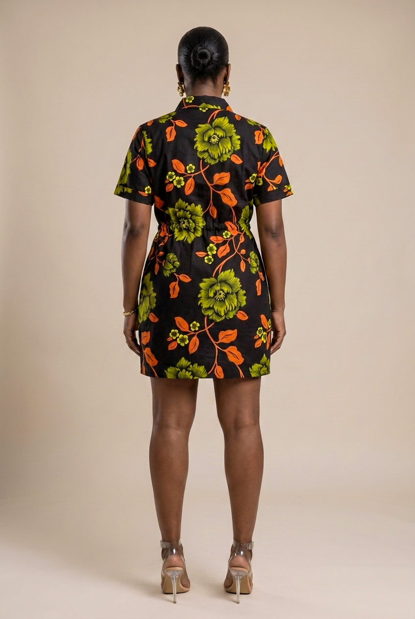 African Print Utility Shirt Dress