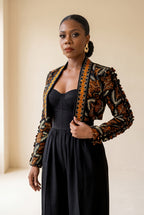 Oriva Cropped Print Jacket