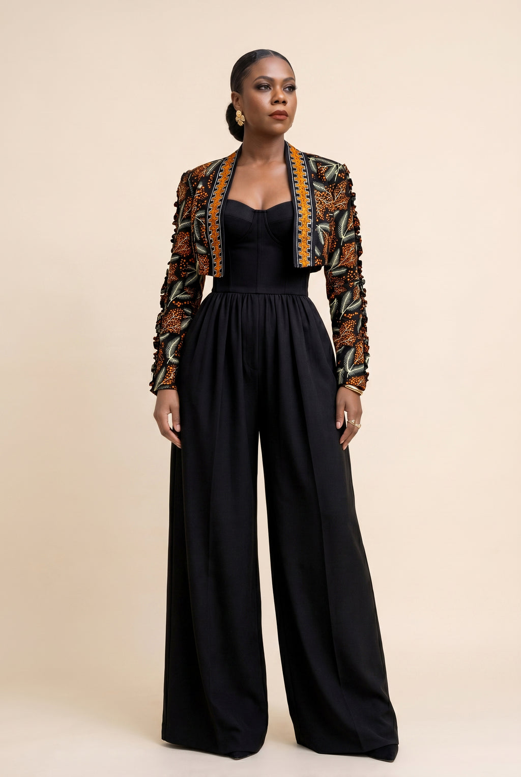 Oriva Cropped Print Jacket