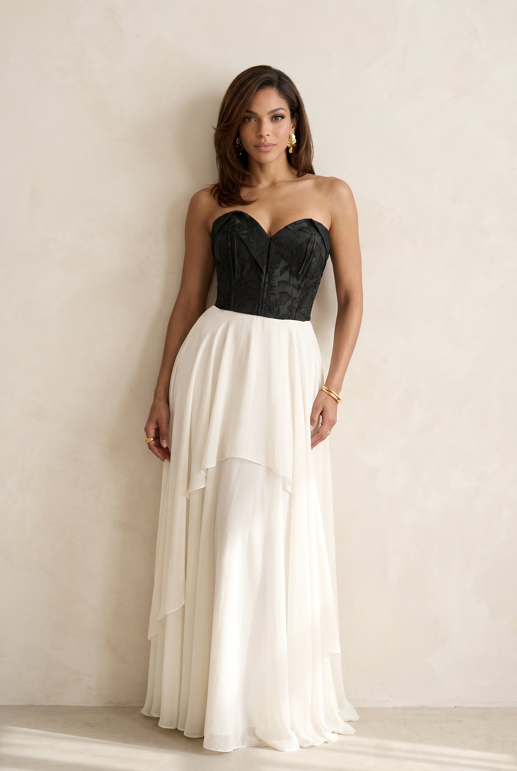 Black  Floral Jacquard Bustier