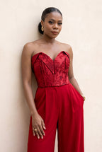 Red Floral Jacquard Corset