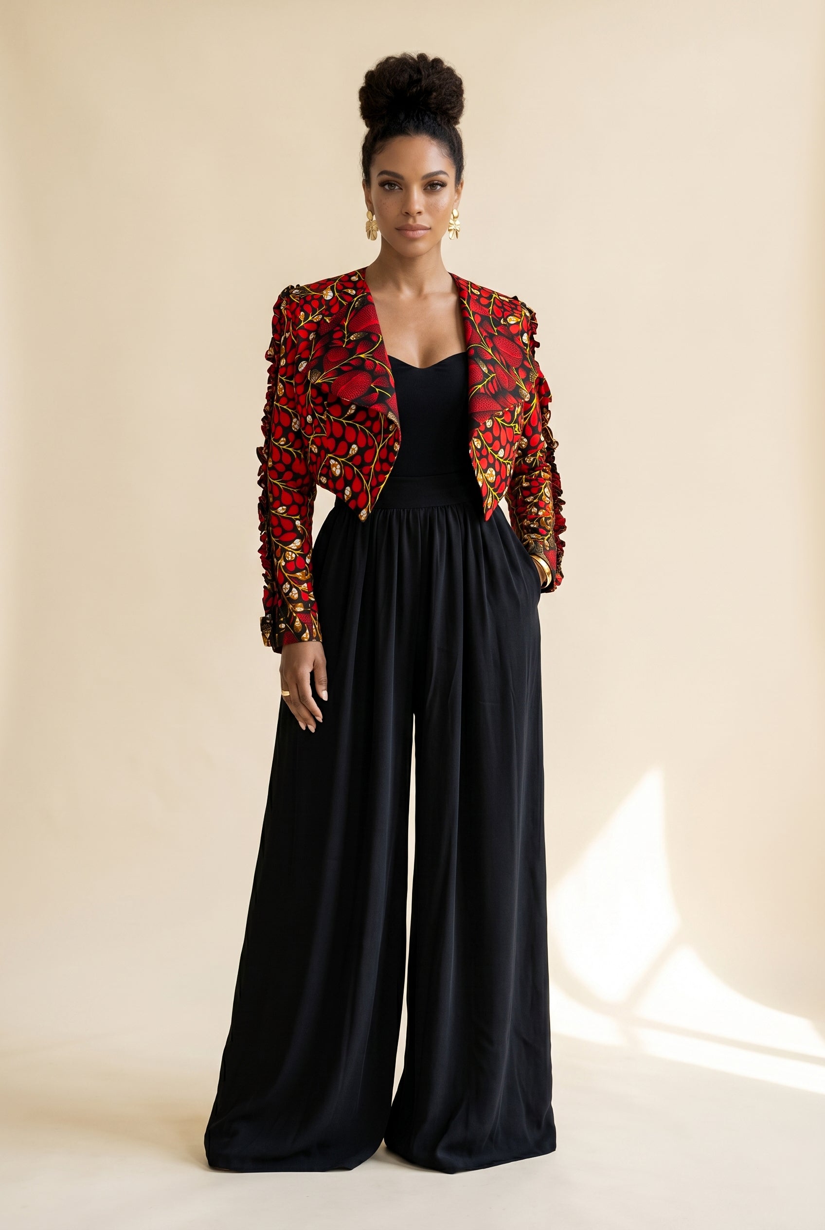 Ariselle Cropped  Print Jacket