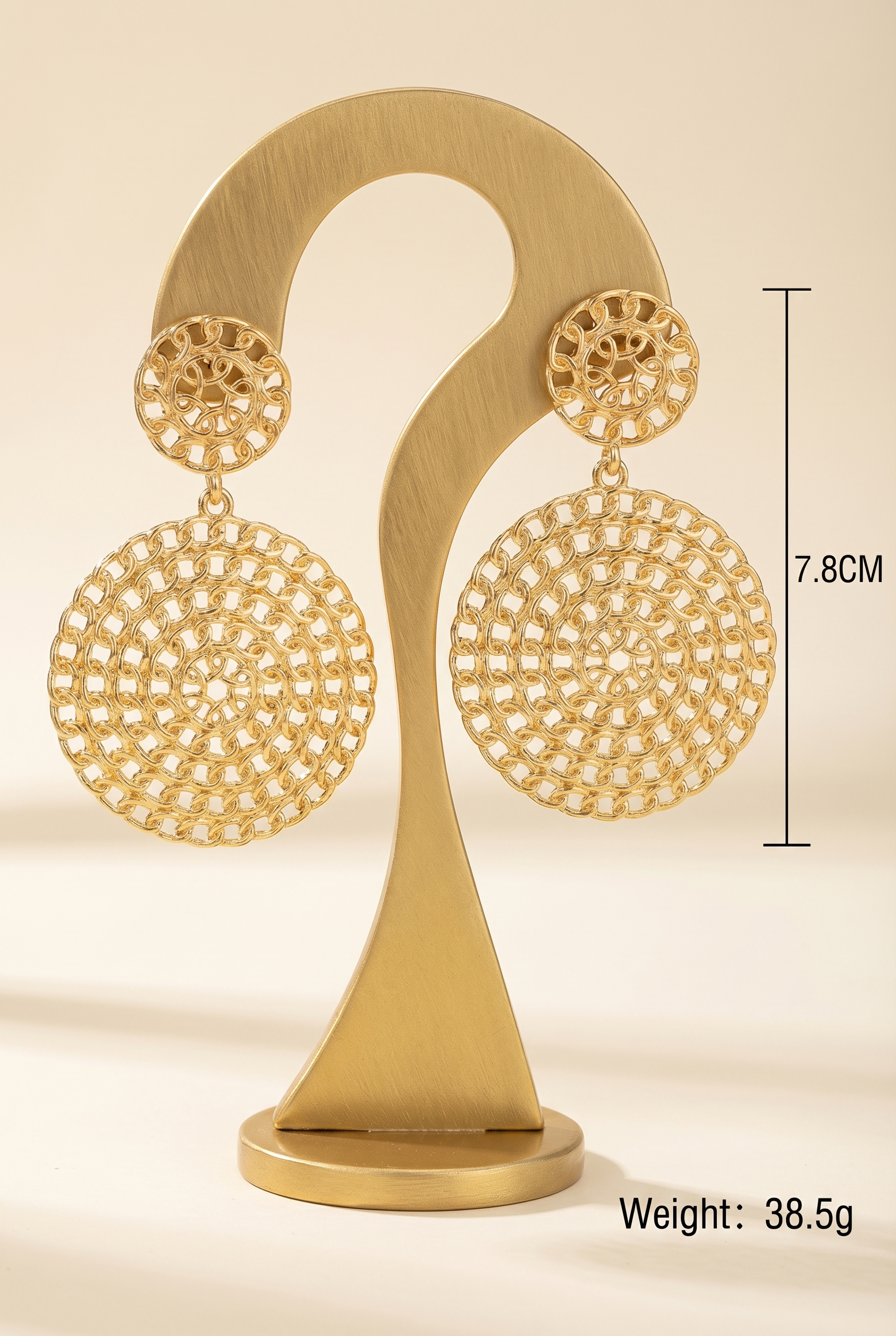 18k Gold-Plated Chain Textured Drop Earrings
