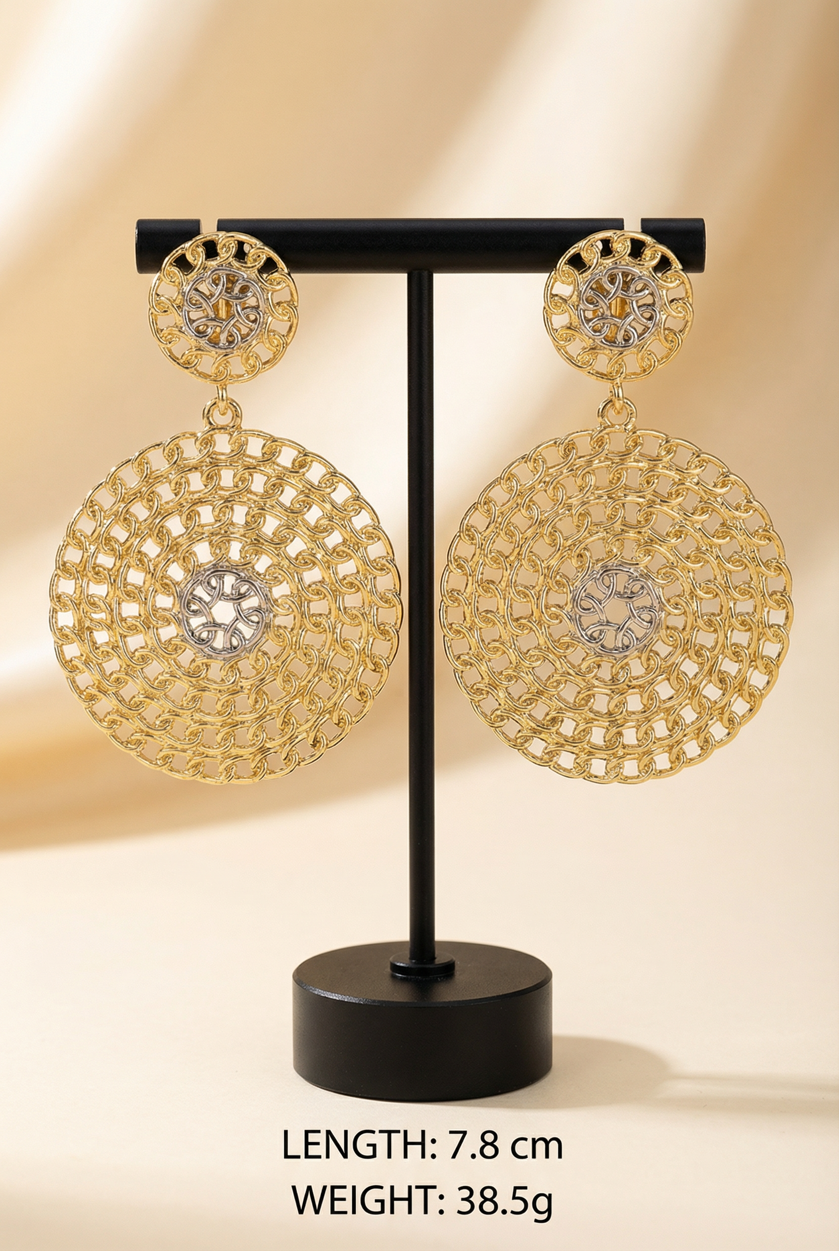 18k Gold-Plated Two-Tone Chain Drop Earrings