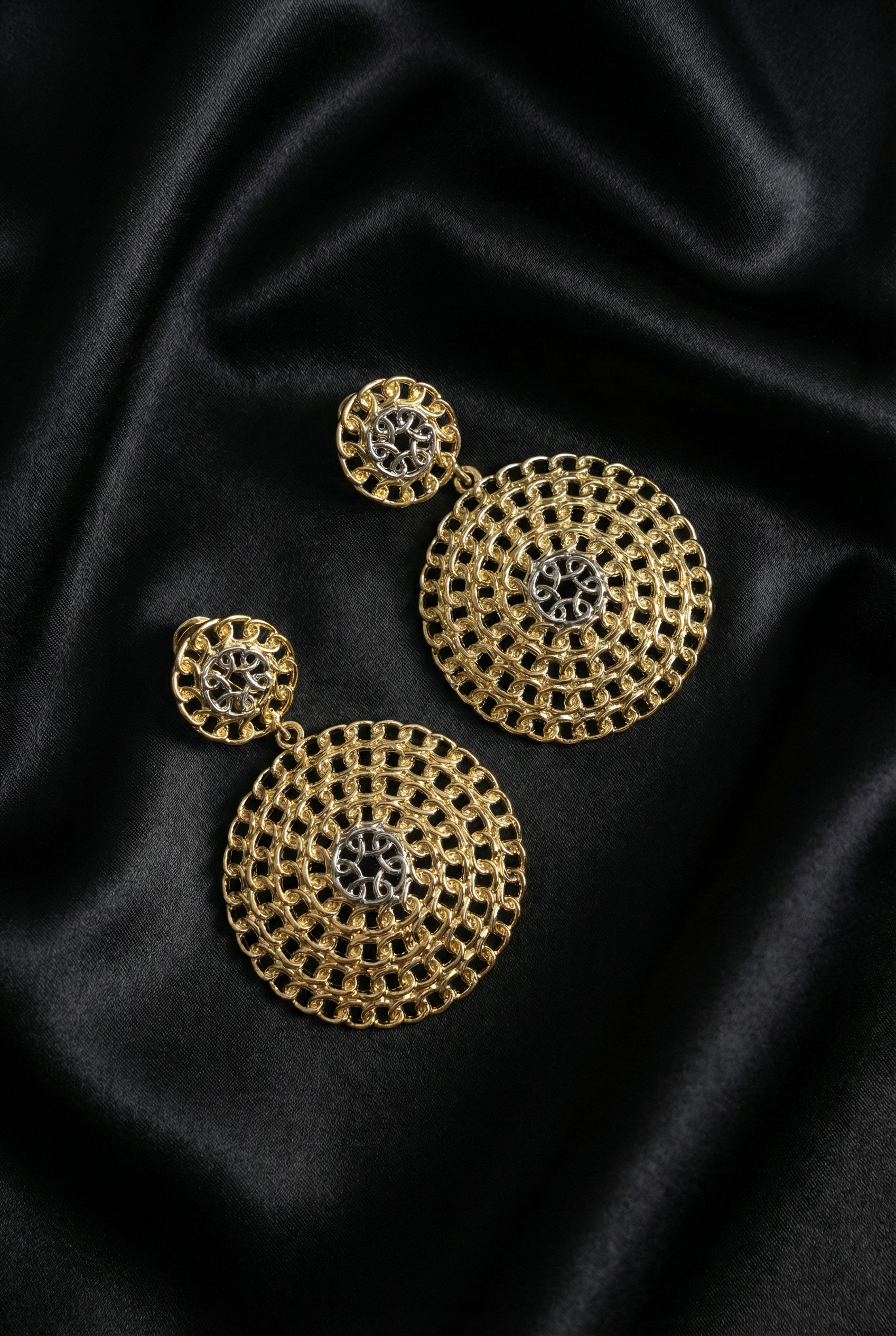 18k Gold-Plated Two-Tone Chain Drop Earrings