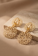 18k Gold-Plated Filigree Medallion Earrings