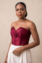 Bordeaux Floral Jacquard Bustier